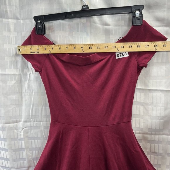 Windsor Womens Dress High Low Stretch Off Shoulder Color Red Burgundy Size S - Picture 9 of 16